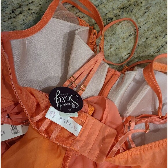 New! Lot of 2 Plus Size 38DD Cacique 2 pc Seriously Sexy Lingerie Babydoll Thong - Picture 9 of 16
